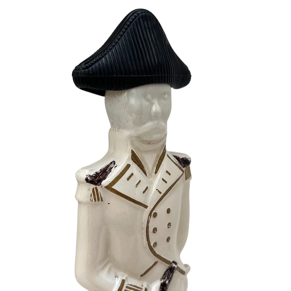 Decanter Soldier Revolutionary War Theme Ceramic Large Vintage Barware Decor
